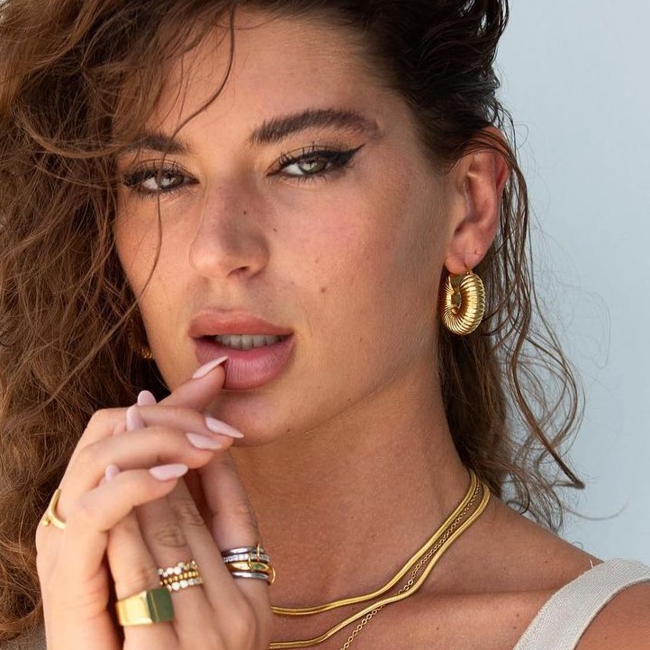 Robyn Gold Chunky Tube Donut Hoops Earrings